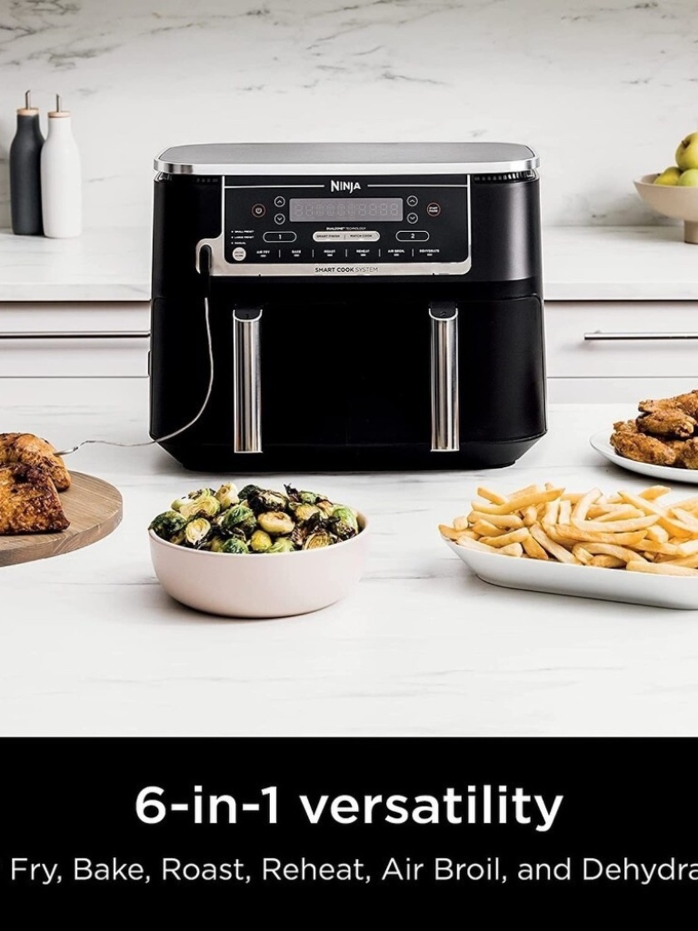 Ninja DZ550 Foodi 10 Quart 6-in-1 DualZone Smart XL Air Fryer